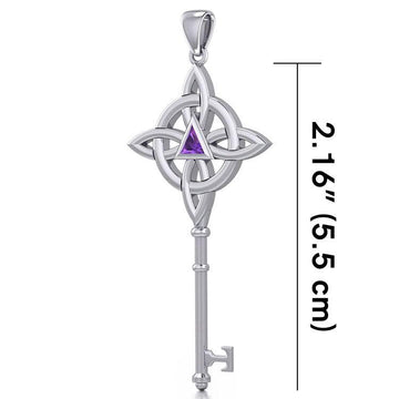 Celtic Recovery Spiritual Key Pendant with Gemstone TPD5845 - Jewelry